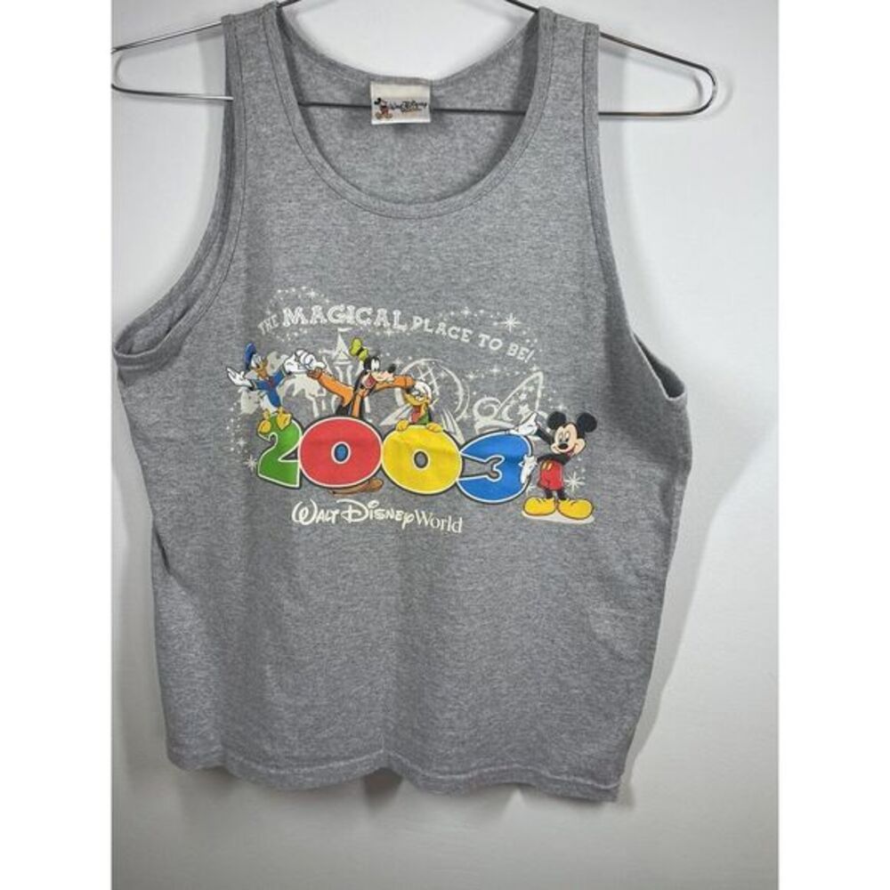 Vintage Walt Disney World Sleeveless Tank Top 2003 Size Large Mickey Goofy Donal